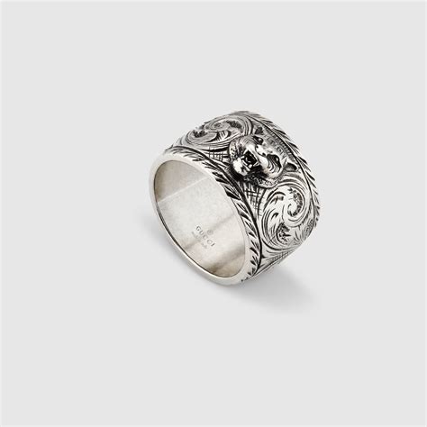 guccie wide feline silver ring|designer Gucci silver rings.